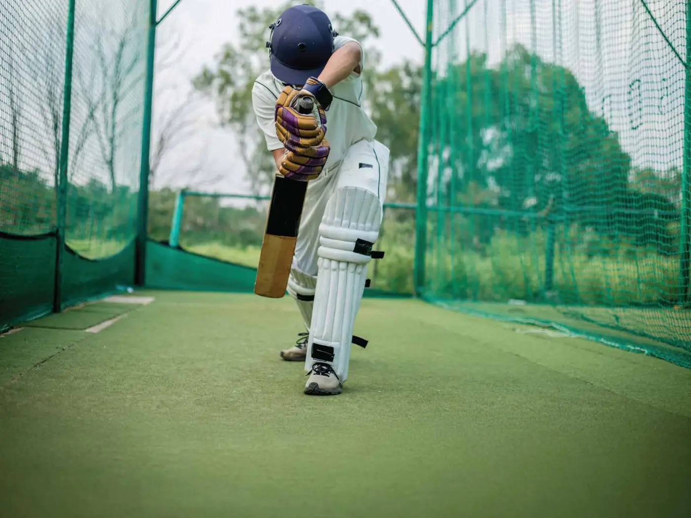 Resident practicing at the cricket net