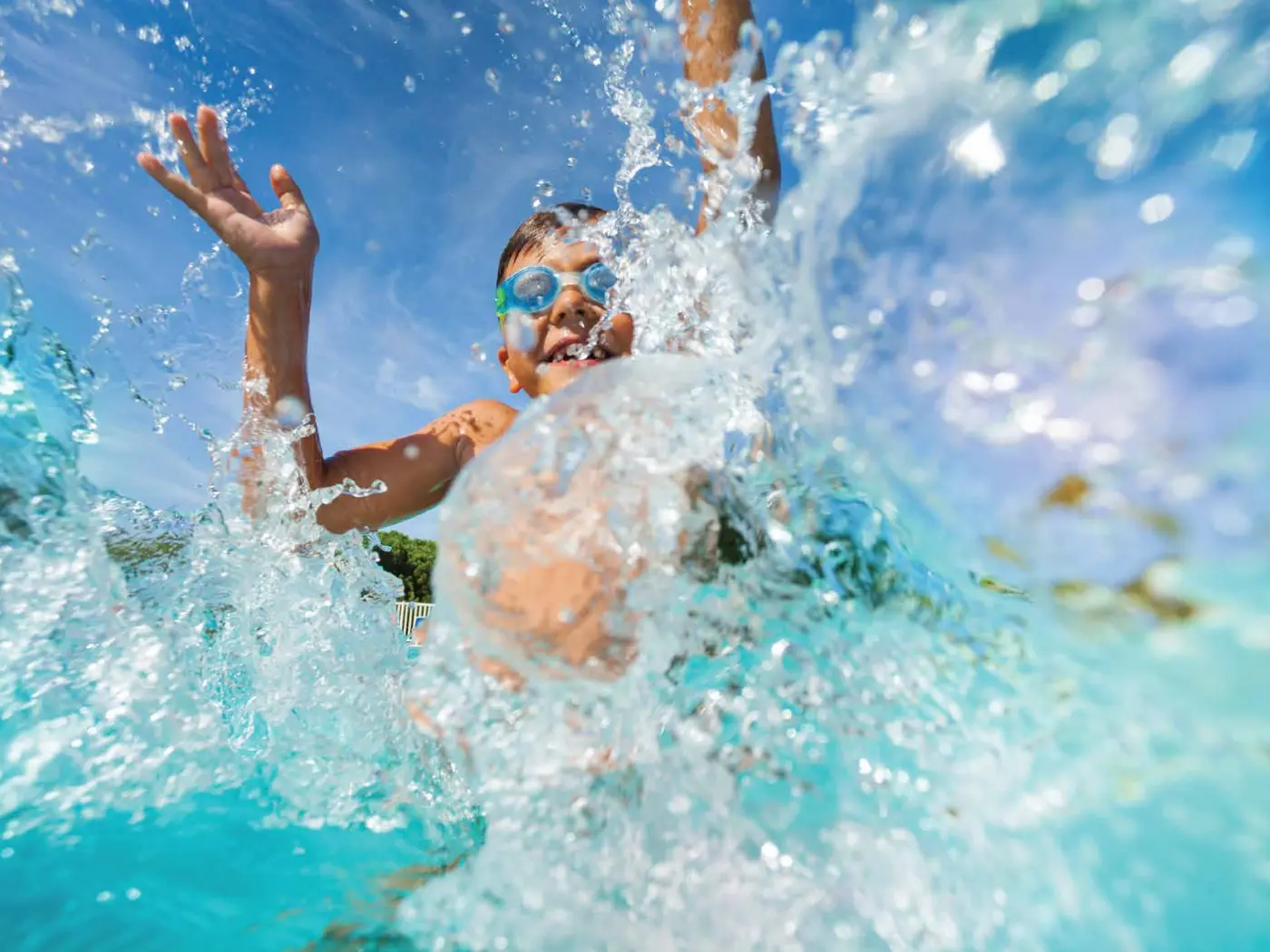 Children playing in the kids’ swimming pool